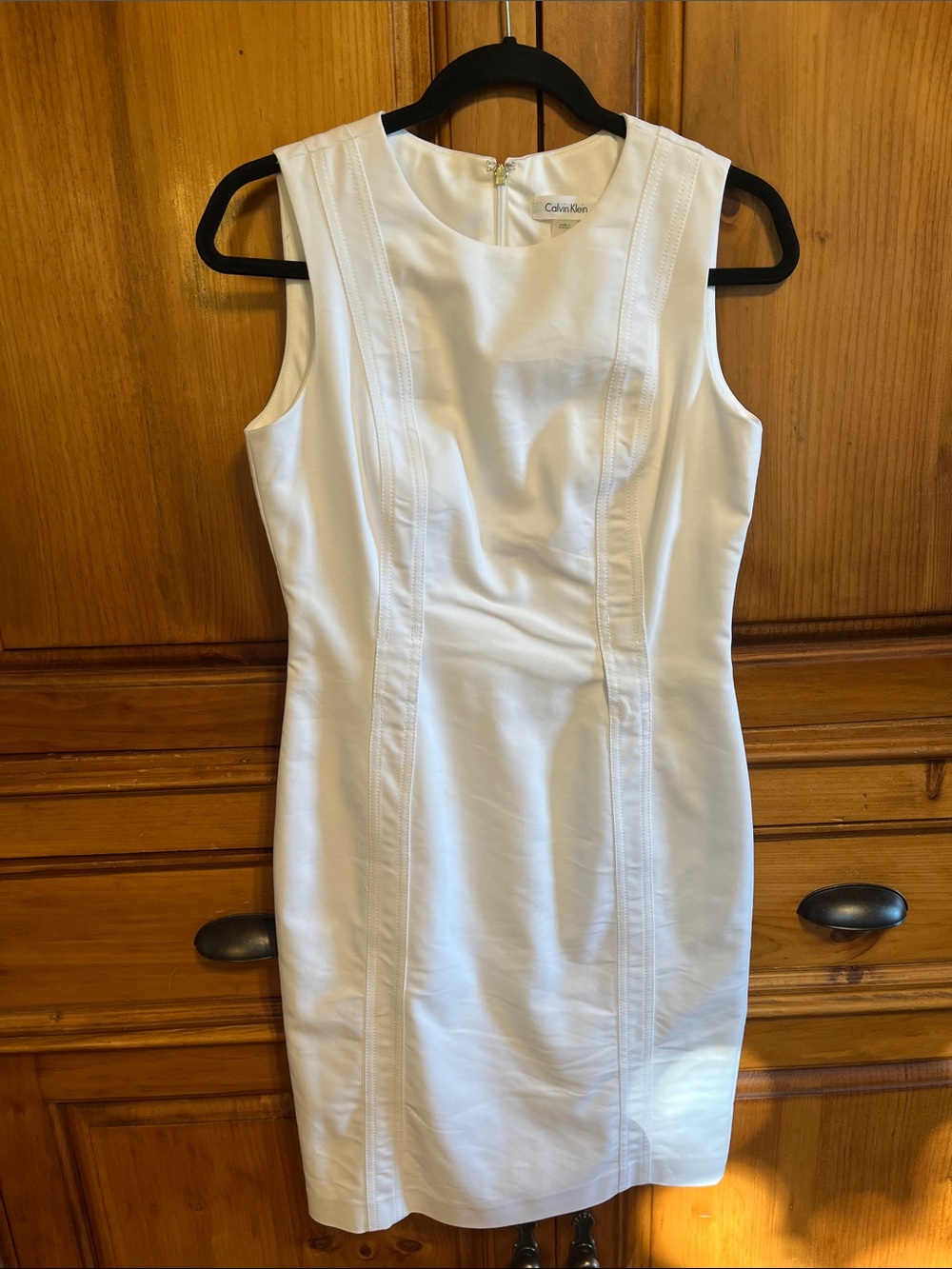 Calvin Klein White Sleeveless Sheath Dress - Clean Tailored Silhouette